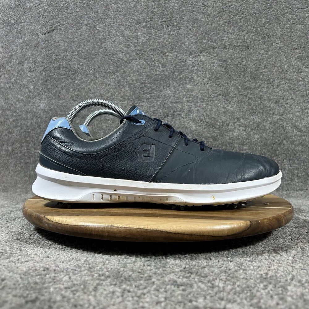 FootJoy Contour Series 54179 Mens Size 9 M Blue Leather Spiked Golf Shoes Used